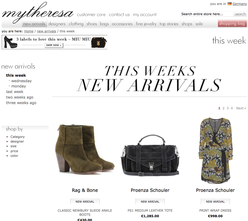 Favorit online shop Mytheresa: new arrivals